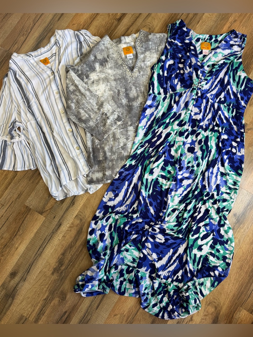 Boho Resortwear Ruby Rd Bundle Maxi Dress & 2 Blouses L (w/bonus top)